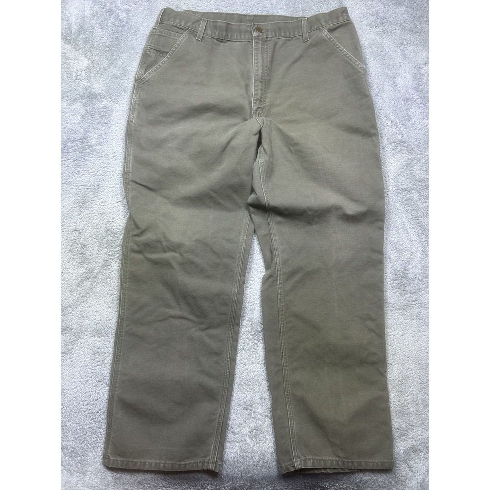 Carhartt Pants Mens 40x32 Green Relaxed Fit Duck Canvas Faded Workwear Carpenter